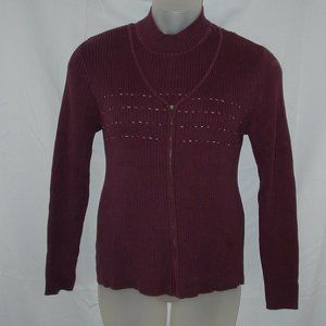 Purple Plus Sz 14 Mock Neck Sleeveless & Full Zip Cardigan 2 Pc Sweater Twinset